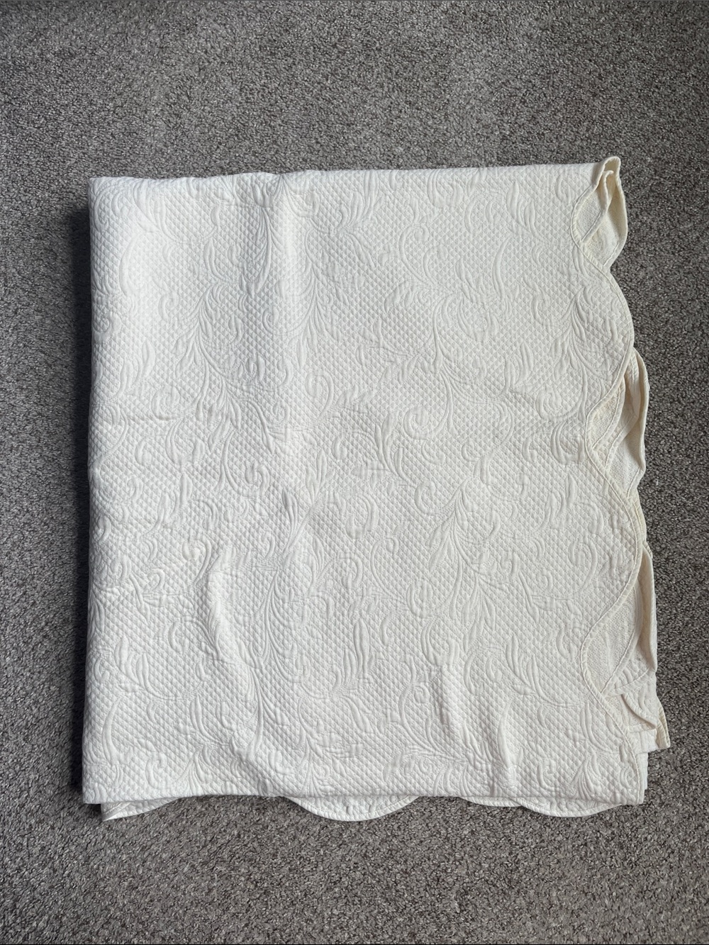 Quilted Coverlet with Scalloped Edge